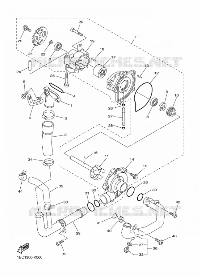 WATERPUMP / HOSES Yamaha MOTO 1000 2011 FZ1 ABS  FZ1-NA FAZER