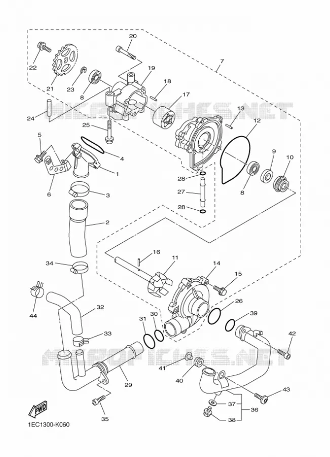 WATERPUMP / HOSES Yamaha MOTO 1000 2011 FAZER ABS  FZ1-SA FAZER