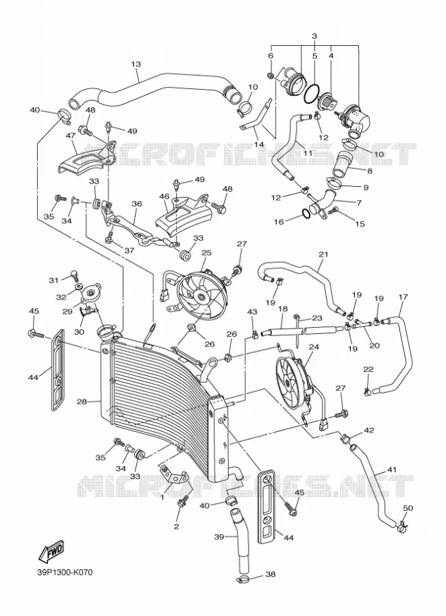 RADIATOR / HOSES Yamaha MOTO 800 2011 FZ8  FZ8-N