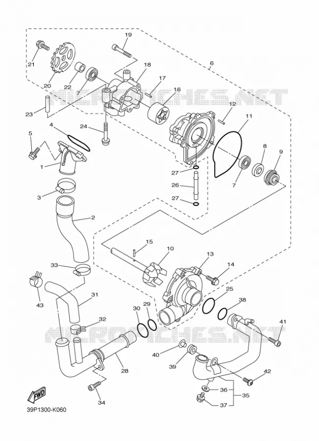 WATERPUMP / HOSES Yamaha MOTO 800 2011 FZ8 ABS  FZ8-NA