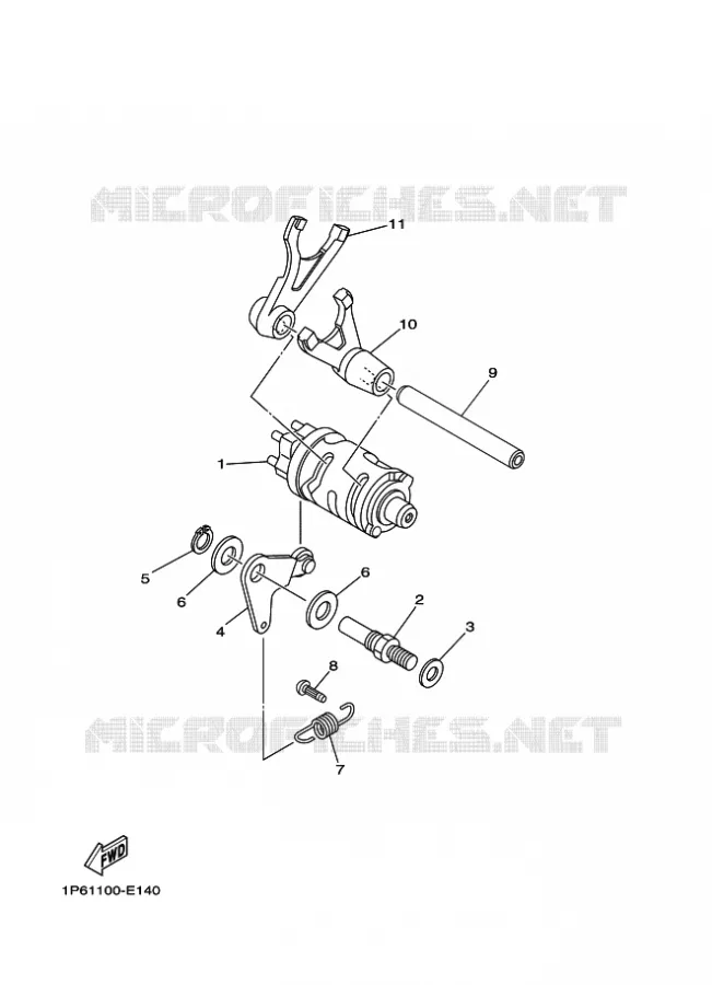 GEAR SHIFT SELECTOR DRUM / FORKS Yamaha MOTO 50 2011 TTRE  TT-R50E