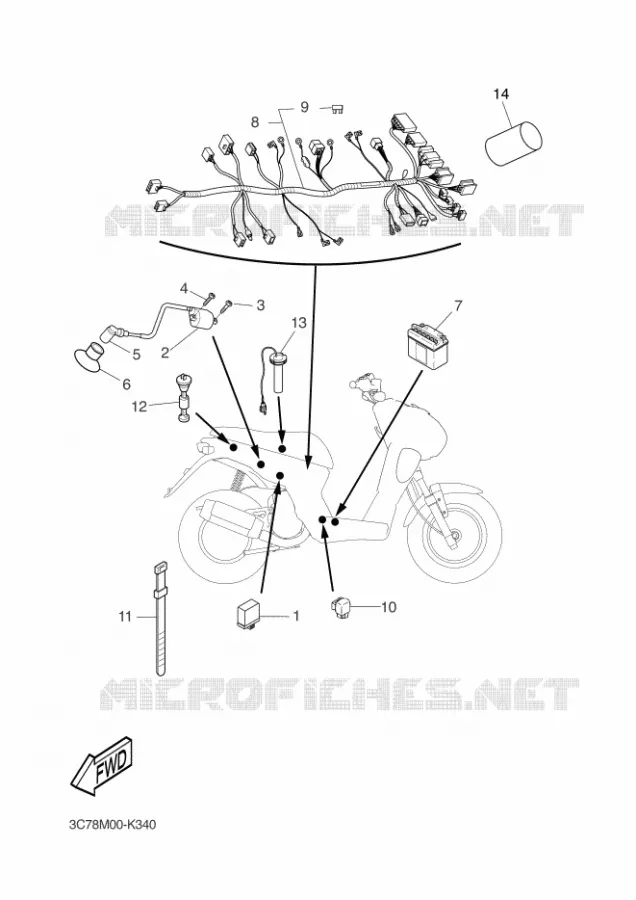 ELECTRICAL 2 Yamaha SCOOTER 50 2011 STUNT NAKED  EW50N STUNT NAKED