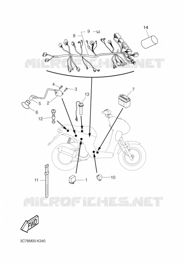 ELECTRICAL 2 Yamaha SCOOTER 50 2011 STUNT NAKED  EW50N STUNT NAKED