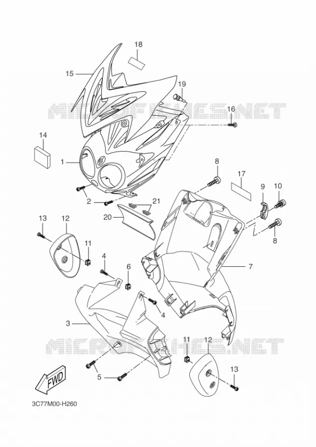 LEG SHIELD Yamaha SCOOTER 50 2011 STUNT NAKED  EW50N STUNT NAKED