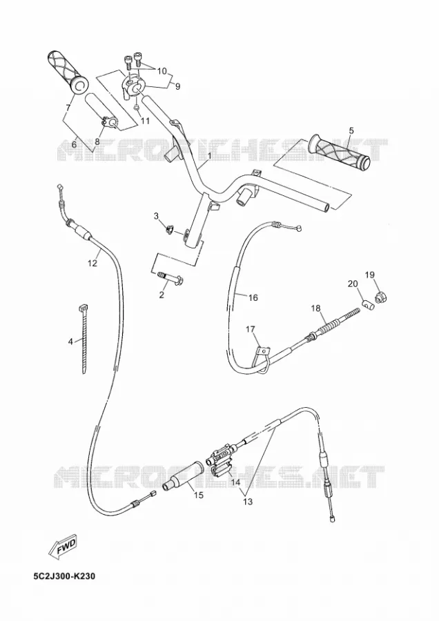 HANDLEBAR & CABLES Yamaha SCOOTER 50 2011 NEOS  YN50 NEO'S