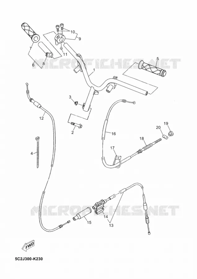 HANDLEBAR & CABLES Yamaha SCOOTER 50 2011 NEOS  YN50 NEO'S
