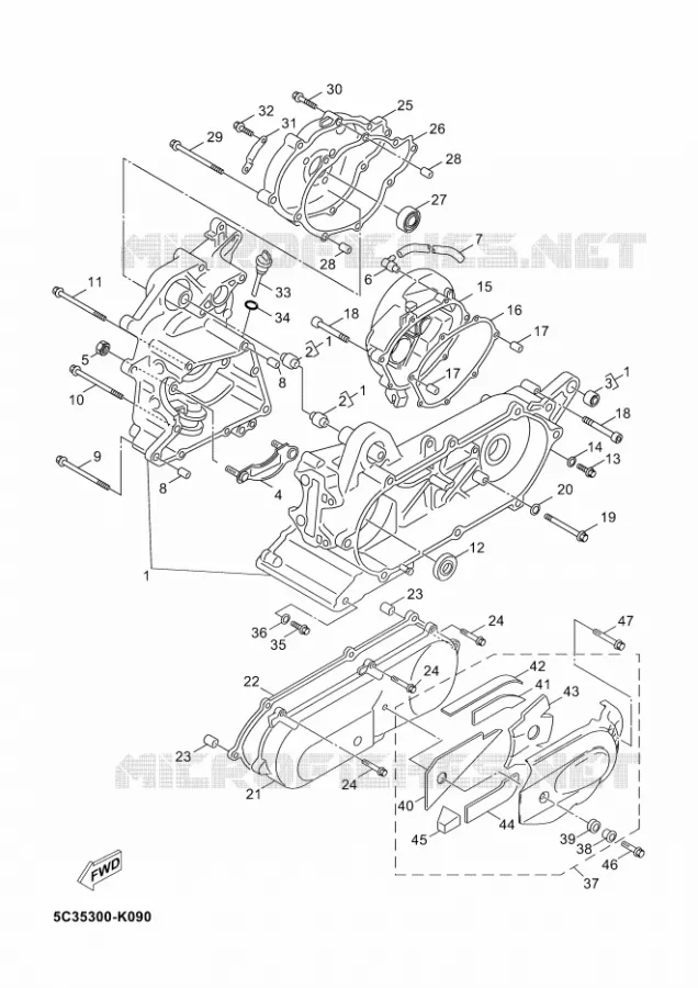 CRANKCASE Yamaha SCOOTER 50 2011 NEOS 4T  YN50F NEO'S