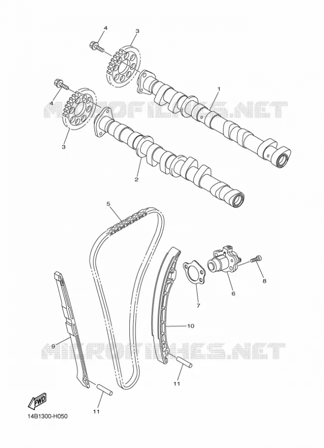 CAMSHAFT / TIMING CHAIN Yamaha MOTO 1000 2011 R1  YZF-R1 R1