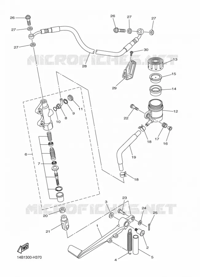 REAR BRAKE MASTER CYLINDER Yamaha MOTO 1000 2011 R1  YZF-R1 R1
