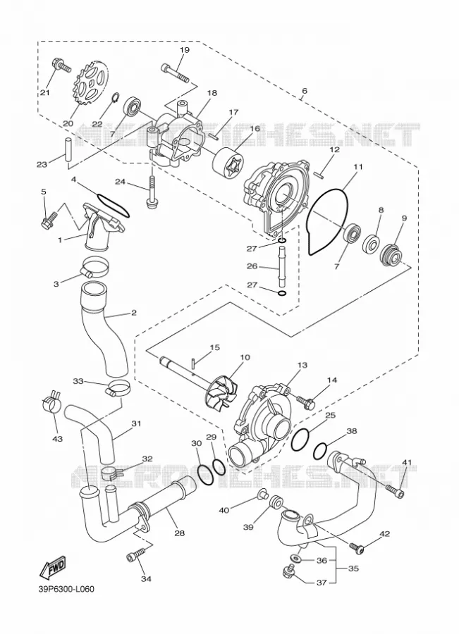 WATERPUMP / HOSES Yamaha MOTO 800 2012 FZ8 ABS  FZ8-NA