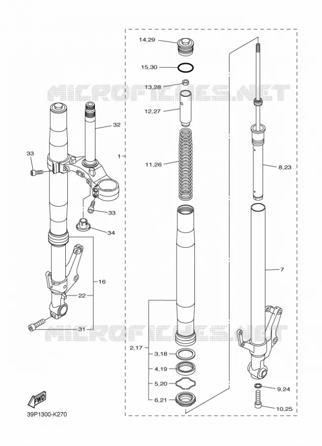 FRONT FORK Yamaha MOTO 800 2012 FZ8 ABS  FZ8-NA