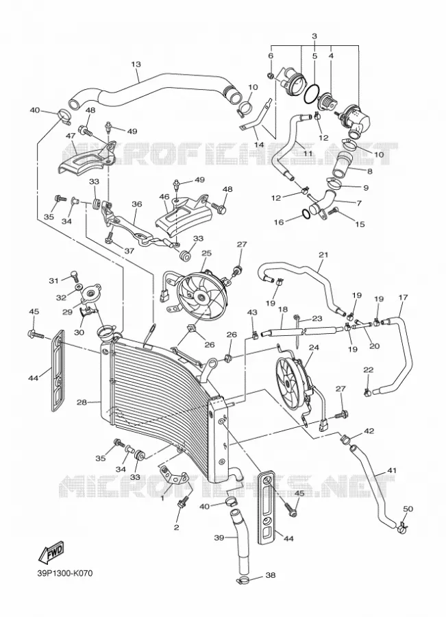 RADIATOR / HOSES Yamaha MOTO 800 2012 FZ8 ABS  FZ8-NA