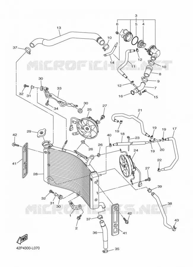 RADIATOR / HOSES Yamaha MOTO 800 2012 FAZER ABS  FZ8-SA