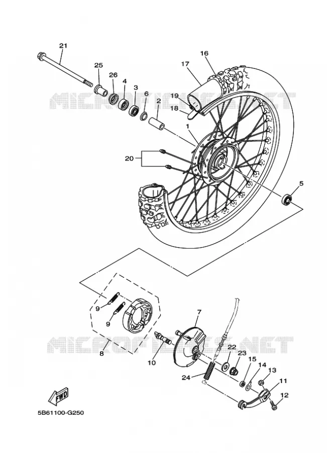 FRONT WHEEL Yamaha MOTO 110 2012 TTRE  TT-R110E