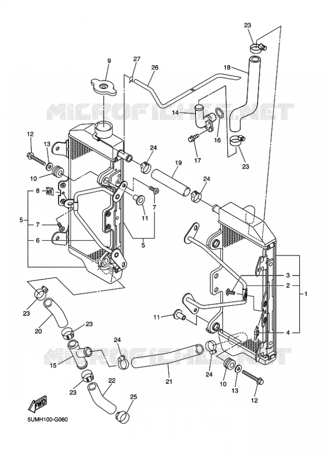 RADIATOR / HOSES Yamaha MOTO 250 2012 WRF  WR250F