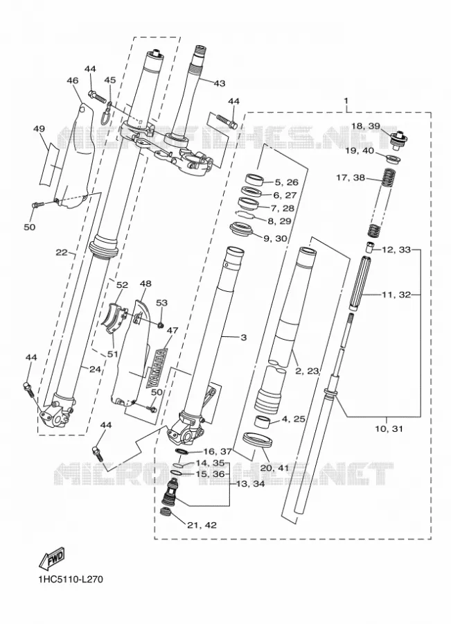 FRONT FORK Yamaha MOTO 250 2012 WRF  WR250F
