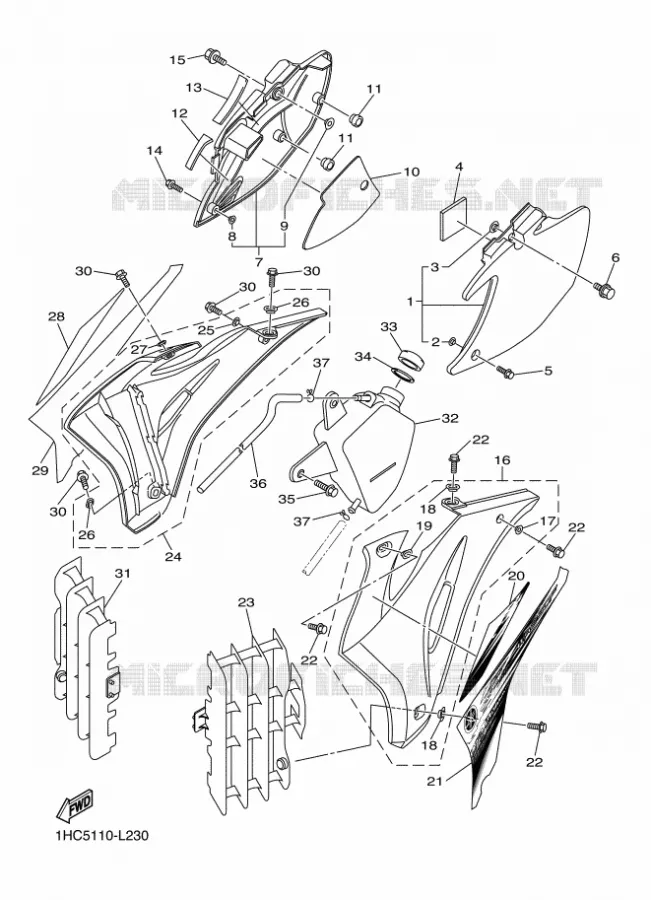 SIDE COVER Yamaha MOTO 250 2012 WRF  WR250F