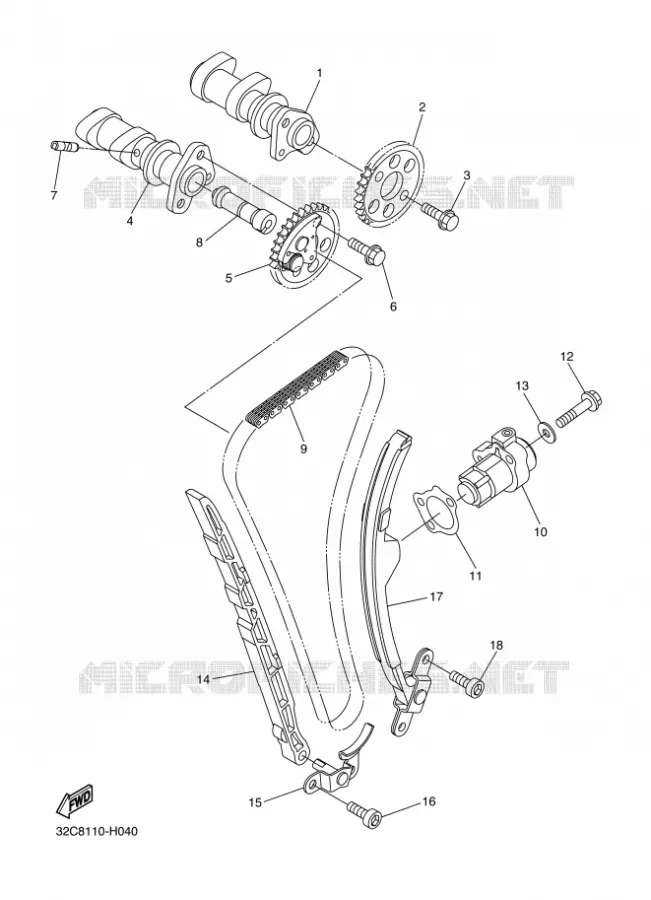 CAMSHAFT / TIMING CHAIN Yamaha MOTO 250 2012 WRX  WR250X