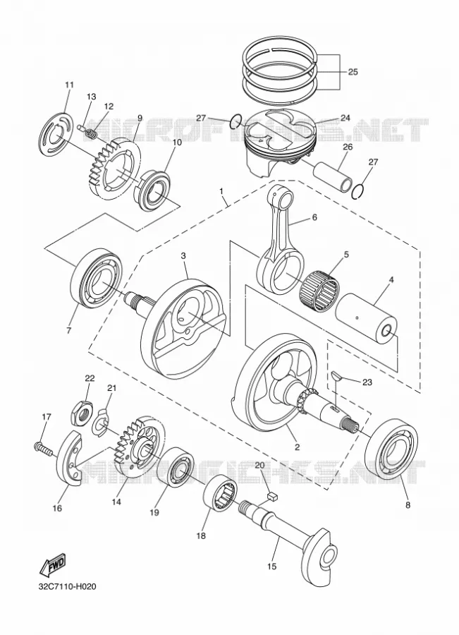 CRANKSHAFT / PISTON Yamaha MOTO 250 2012 WRX  WR250X