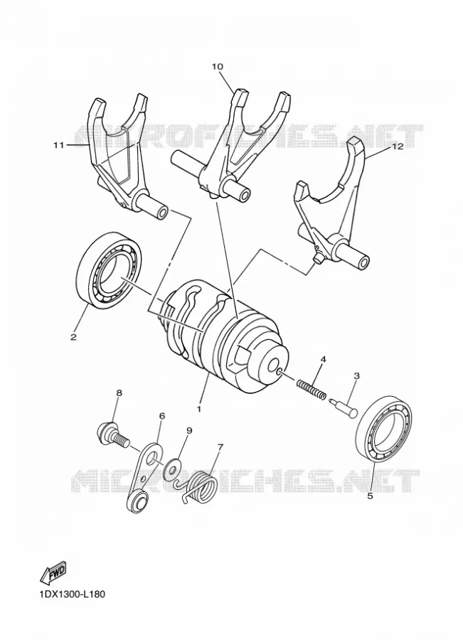 GEAR SHIFT SELECTOR DRUM / FORKS Yamaha MOTO 450 2012 WRF  WR450F