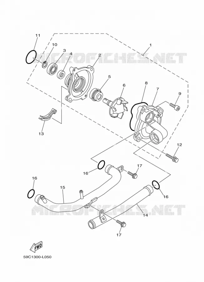 WATERPUMP / HOSES Yamaha SCOOTER 530 2012 TMAX ABS  XP500A