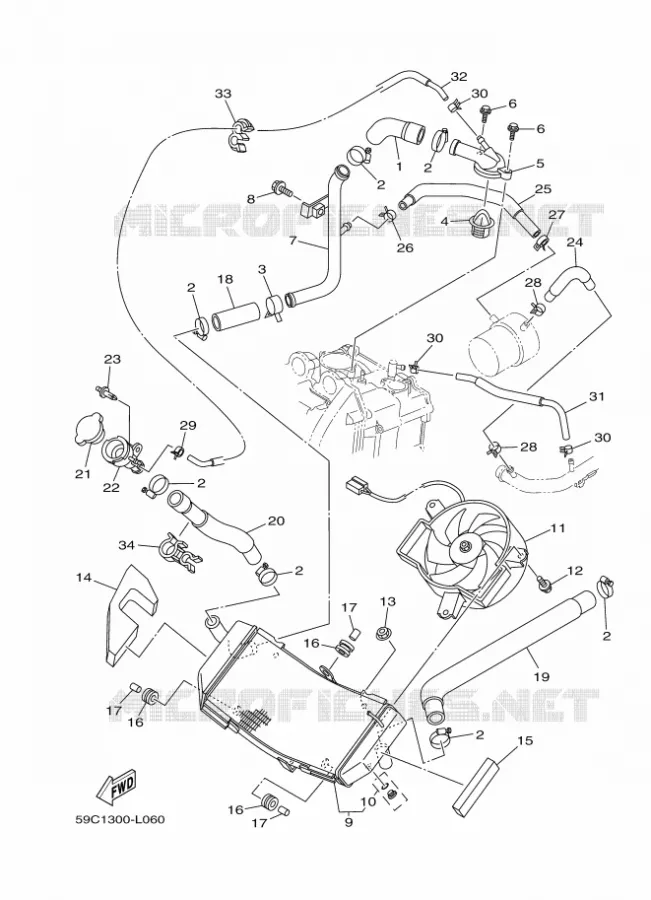RADIATOR / HOSES Yamaha SCOOTER 530 2012 TMAX ABS  XP500A