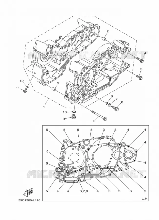 CRANKCASE Yamaha SCOOTER 530 2012 TMAX ABS  XP500A