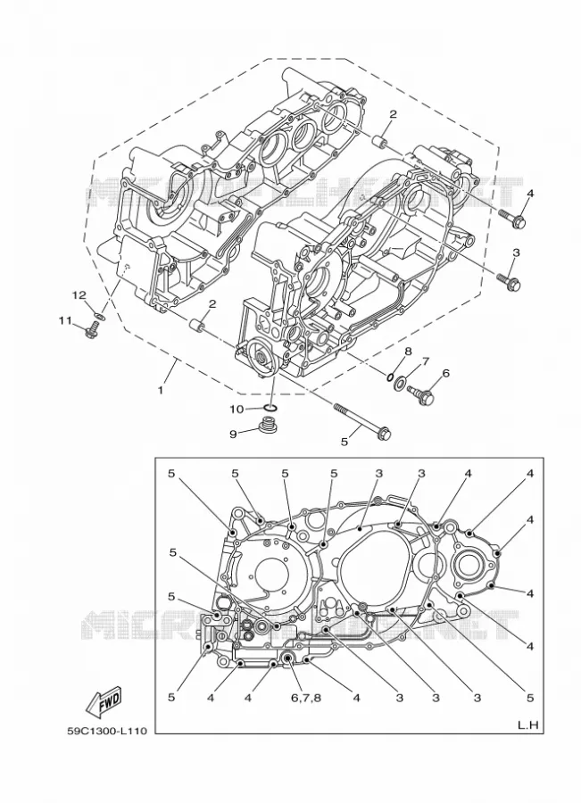 CRANKCASE Yamaha SCOOTER 530 2012 TMAX ABS  XP500A