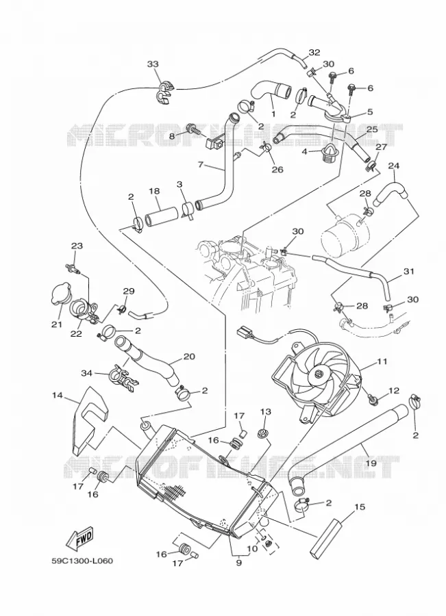 RADIATOR / HOSES Yamaha SCOOTER 530 2012 TMAX ABS  XP500A
