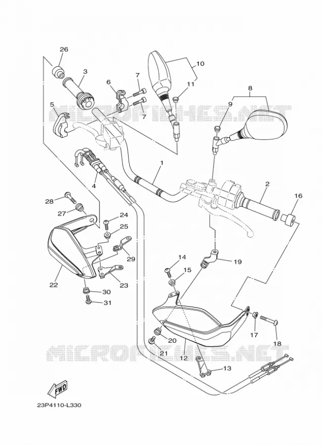 HANDLEBAR & CABLES Yamaha MOTO 1200 2012 XTZ SUPER TENERE  XT1200Z