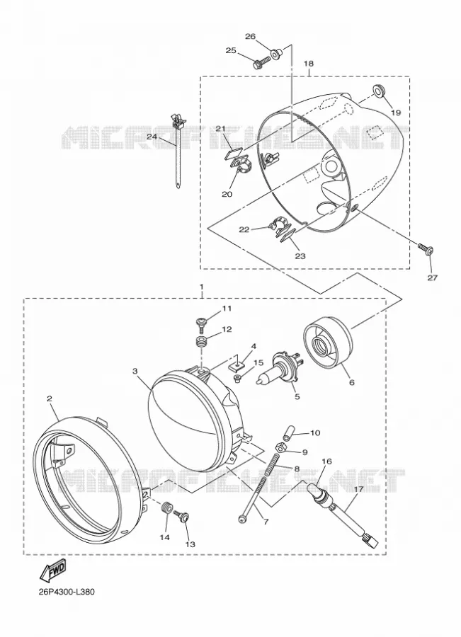 HEADLIGHT Yamaha MOTO 950 2012 MIDNIGHT STAR  XVS950A