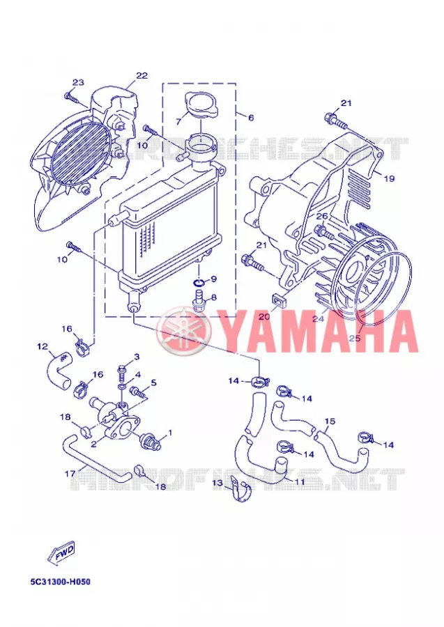 RADIATOR / HOSES Yamaha SCOOTER 50 2012 AEROX  YN50FT