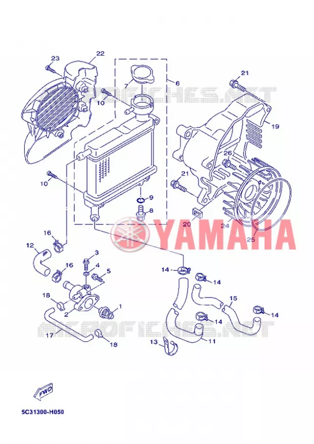 RADIATOR / HOSES Yamaha SCOOTER 50 2012 NEOS 4T UBS  YN50FU