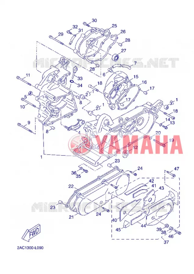 CRANKCASE Yamaha SCOOTER 50 2012 OVETTO 4T UBS  YN50FU