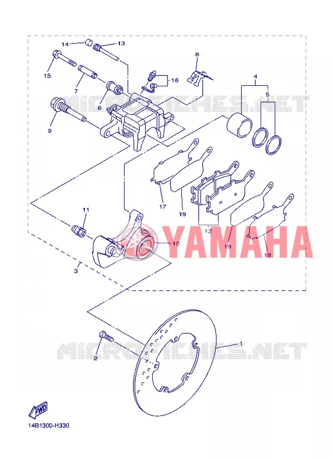 REAR BRAKE CALIPER Yamaha MOTO 1000 2012 R1  YZF-R1