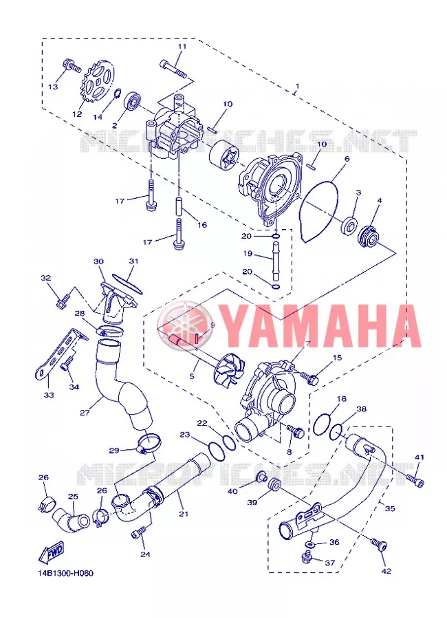WATERPUMP / HOSES Yamaha MOTO 1000 2012 R1  YZF-R1