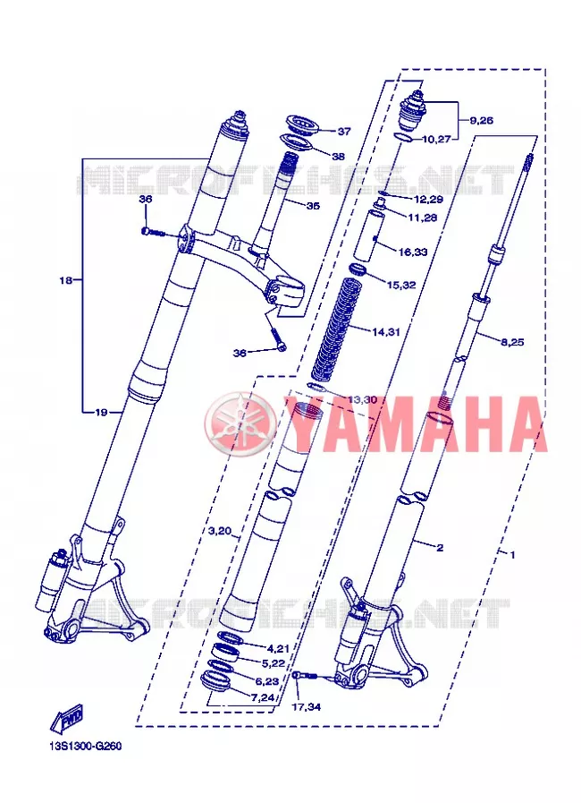 FRONT FORK Yamaha MOTO 600 2012 R6  YZF-R6