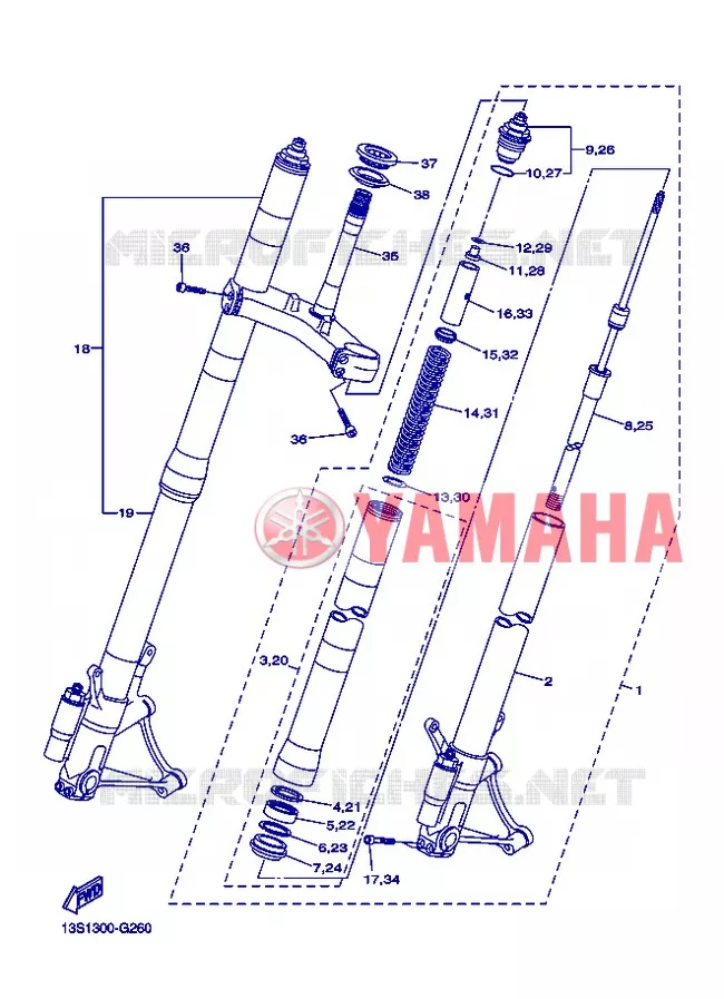 FRONT FORK Yamaha MOTO 600 2012 R6  YZF-R6