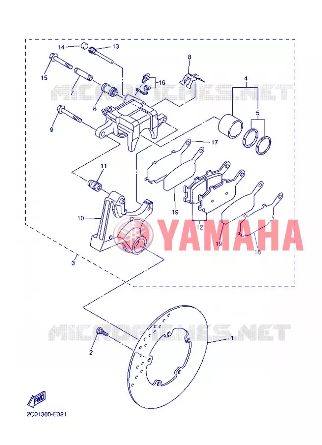 REAR BRAKE CALIPER Yamaha MOTO 600 2012 R6  YZF-R6