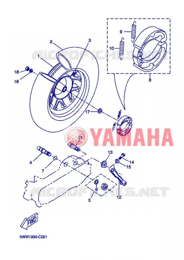 REAR WHEEL Yamaha SCOOTER 50 2013 BWS  CW50