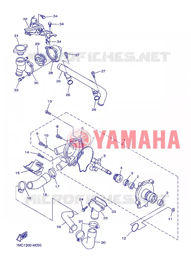 WATERPUMP / HOSES Yamaha MOTO 1300 2013 FJR AS ABS  FJR1300AS