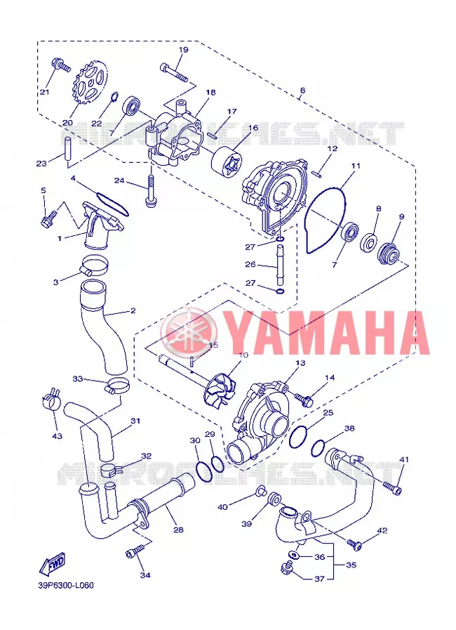 WATERPUMP / HOSES Yamaha MOTO 800 2013 FZ8 ABS  FZ8-NA