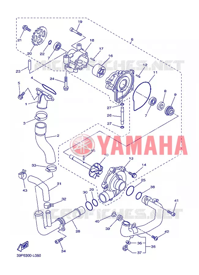 WATERPUMP / HOSES Yamaha MOTO 800 2013 FZ8 ABS  FZ8-NA
