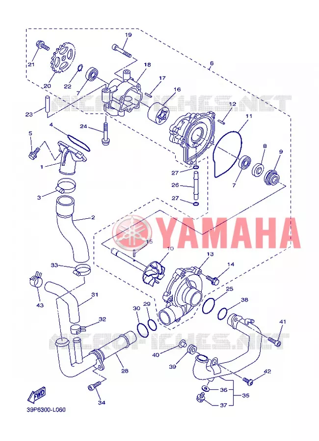 WATERPUMP / HOSES Yamaha MOTO 800 2013 FAZER ABS  FZ8-SA