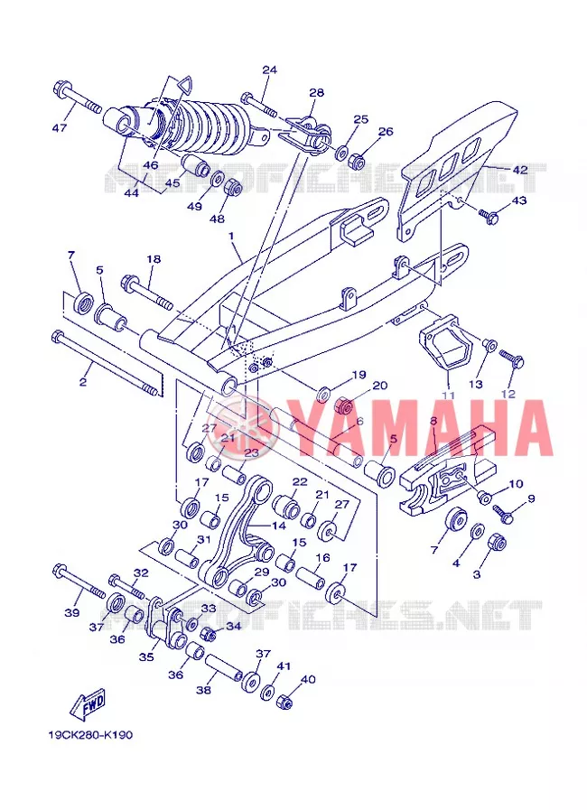 SWINGARM / SHOCK ABSORBER Yamaha MOTO 125 2013 TTR BIG WHEELS  TT-R125LW