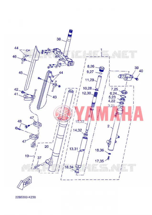 FRONT FORK 2 Yamaha MOTO 125 2013 WR-R  WR125R