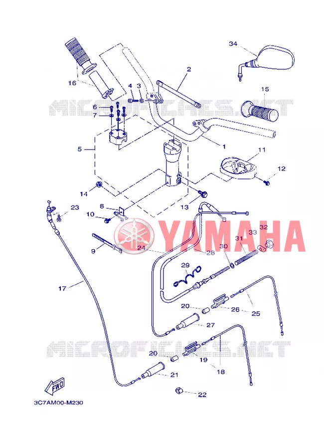 HANDLEBAR & CABLES Yamaha SCOOTER 50 2013 STUNT SLIDER  EW50N