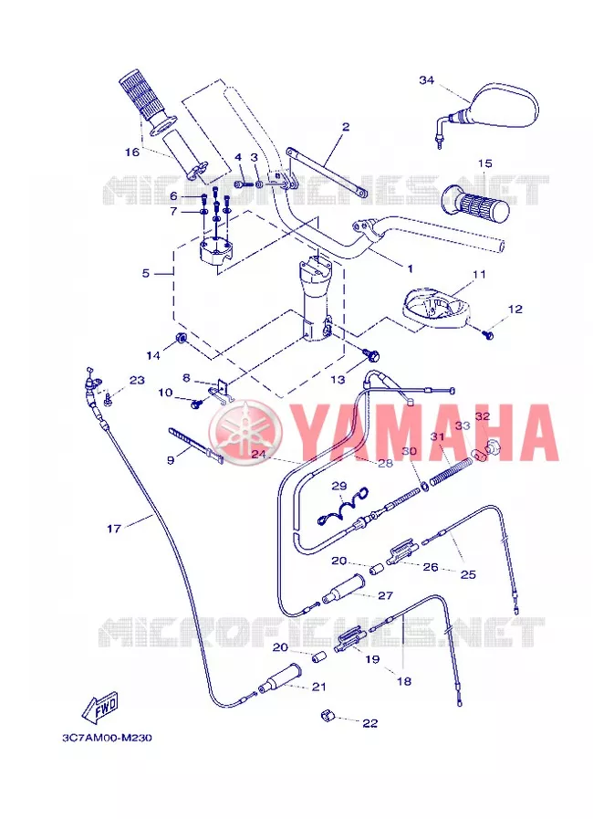 HANDLEBAR & CABLES Yamaha SCOOTER 50 2013 STUNT SLIDER  EW50N