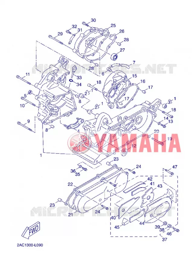 CRANKCASE Yamaha SCOOTER 50 2013 OVETTO 4T  YN50F