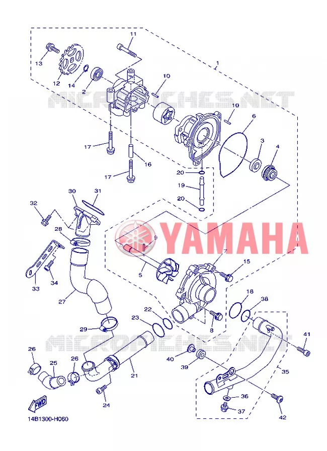 WATERPUMP / HOSES Yamaha MOTO 1000 2013 R1  YZF-R1